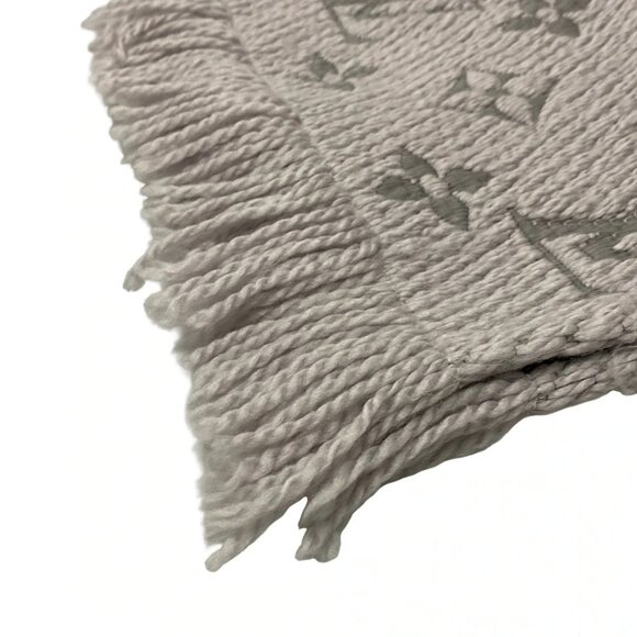 Auth LOUIS VUITTON Echarpe Logomania M74742 Gris Perle GM0198 Scarf - Picture 9 of 9